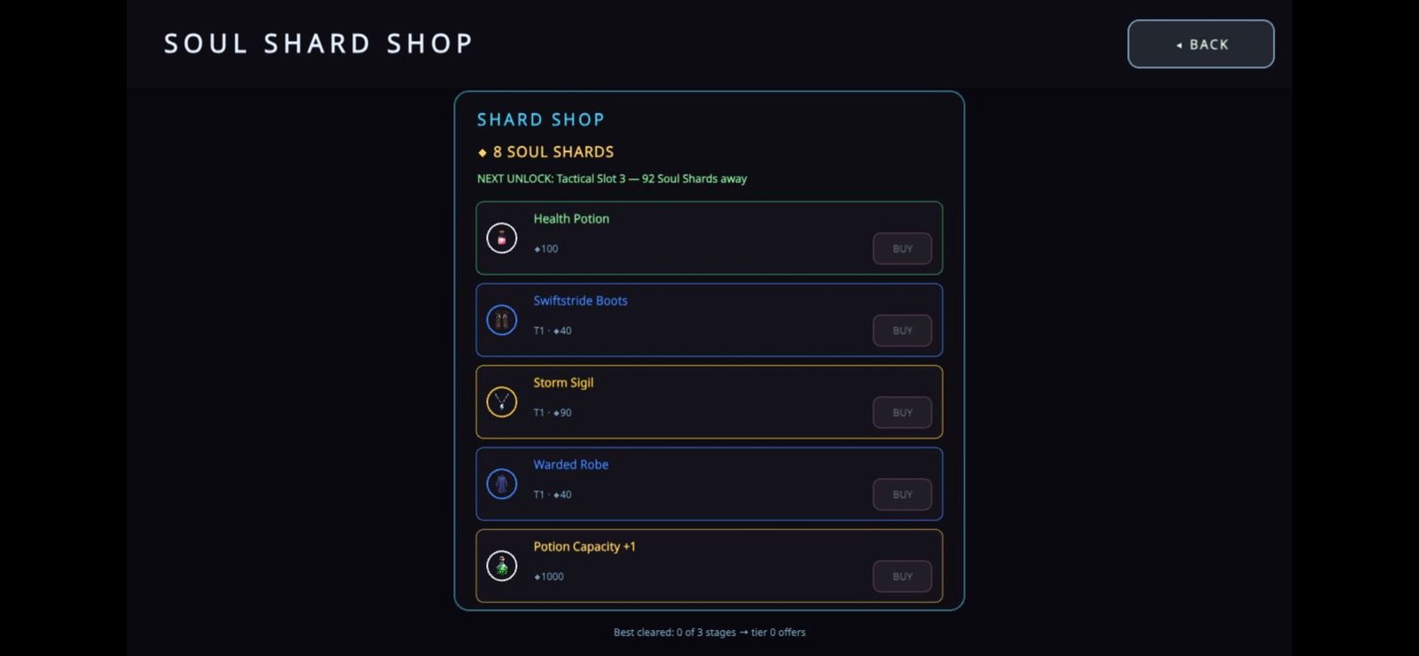 Soul Shard Progression Shop